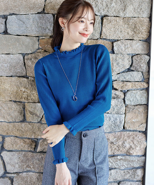 【安田美沙子さん着用・選べる2type】フリルニットトップス