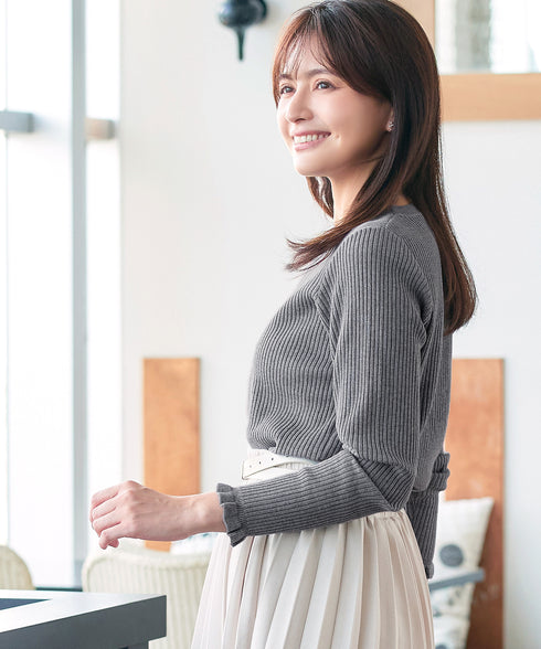 【安田美沙子さん着用・選べる2type】フリルニットトップス