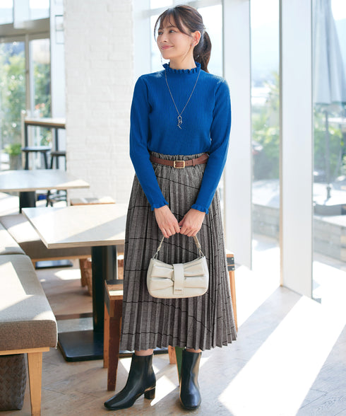 【安田美沙子さん着用・選べる2type】フリルニットトップス