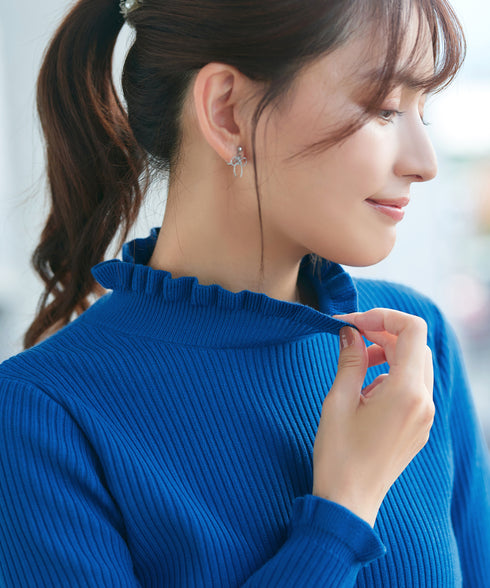 【安田美沙子さん着用・選べる2type】フリルニットトップス