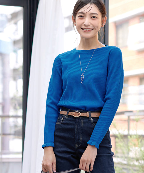 【安田美沙子さん着用・選べる2type】フリルニットトップス