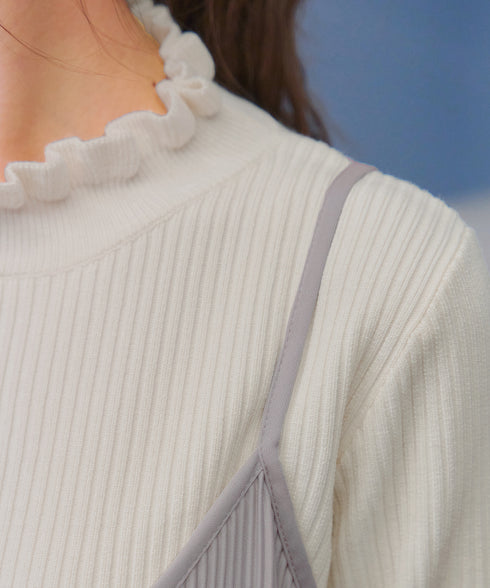 【安田美沙子さん着用・選べる2type】フリルニットトップス