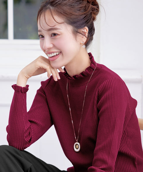 【安田美沙子さん着用・選べる2type】フリルニットトップス