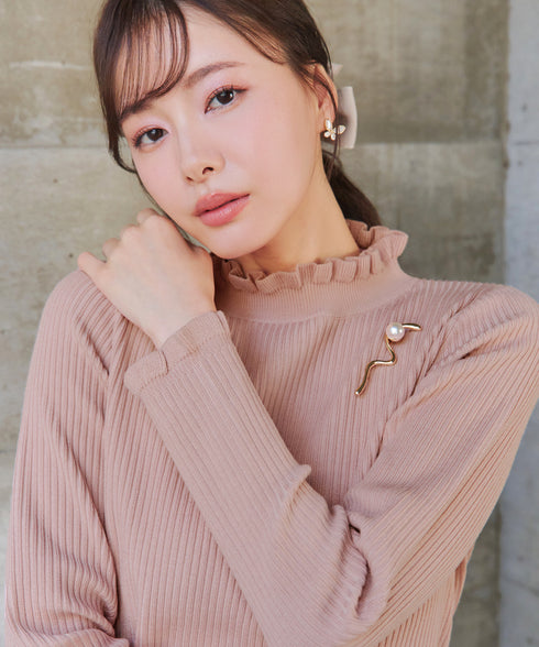 【安田美沙子さん着用・選べる2type】フリルニットトップス