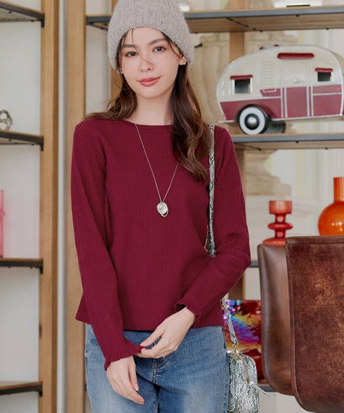 【安田美沙子さん着用・選べる2type】フリルニットトップス