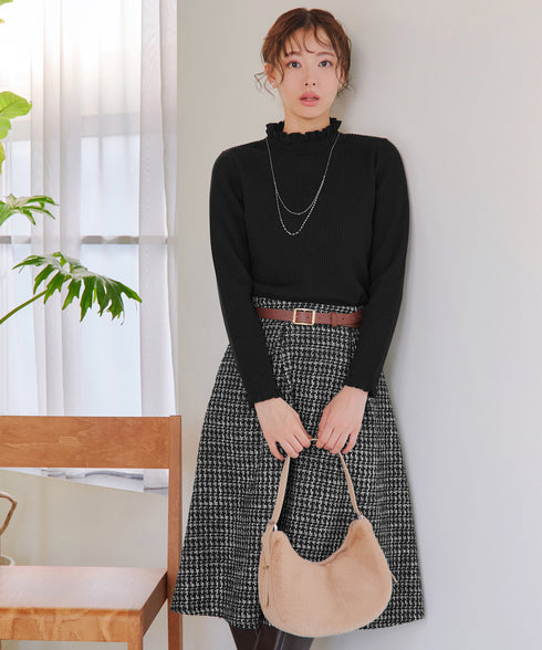 【安田美沙子さん着用・選べる2type】フリルニットトップス