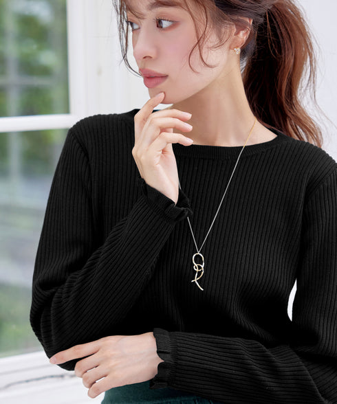 【安田美沙子さん着用・選べる2type】フリルニットトップス