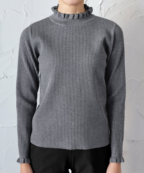 【安田美沙子さん着用・選べる2type】フリルニットトップス