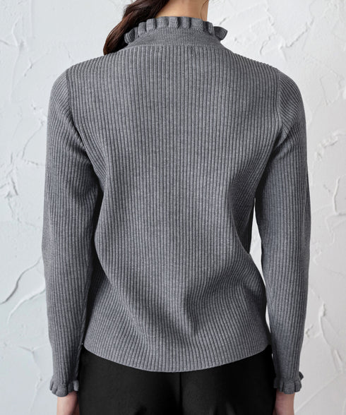 【安田美沙子さん着用・選べる2type】フリルニットトップス