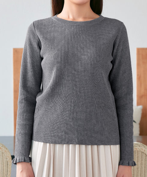 【安田美沙子さん着用・選べる2type】フリルニットトップス