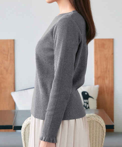 【安田美沙子さん着用・選べる2type】フリルニットトップス