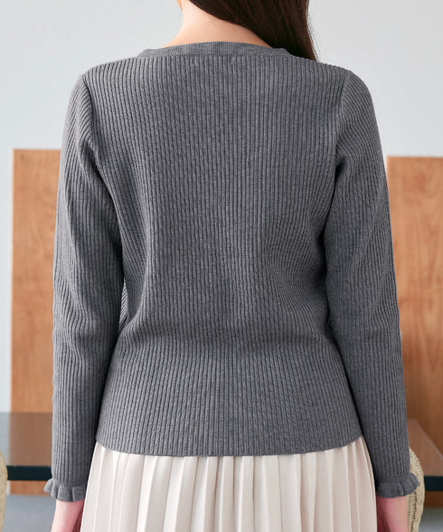 【安田美沙子さん着用・選べる2type】フリルニットトップス