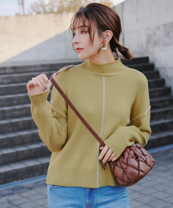 【アウトレット】配色切り替えニットトップス