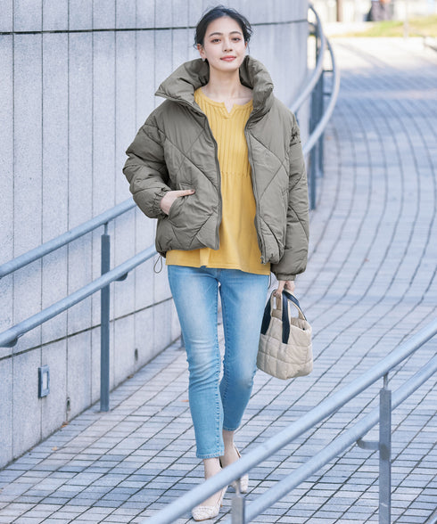 【アウトレット】リブ切り替えフレアニットトップス