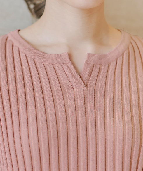 【アウトレット】リブ切り替えフレアニットトップス