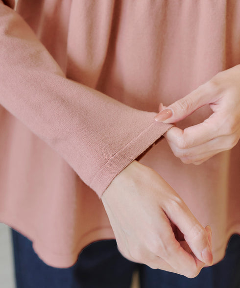 【アウトレット】リブ切り替えフレアニットトップス