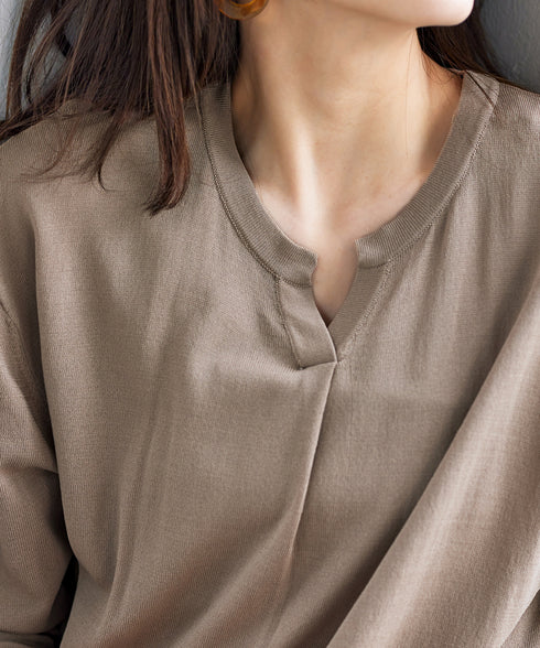 【アウトレット】キーネックニットチュニック