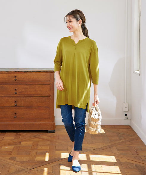 【アウトレット】キーネックニットチュニック