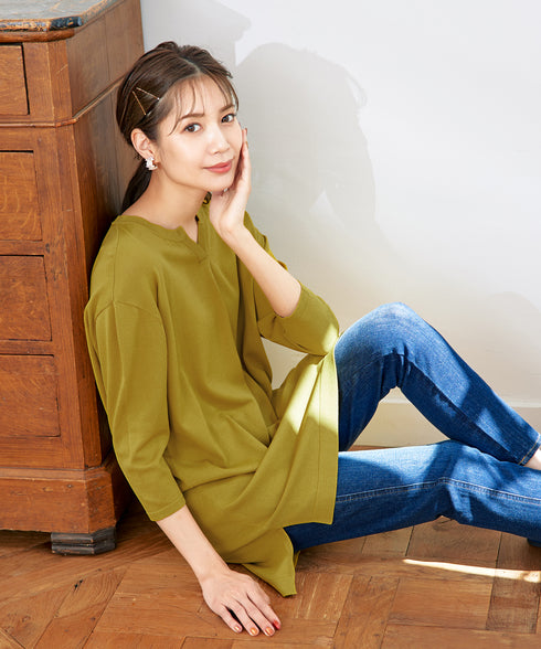 【アウトレット】キーネックニットチュニック