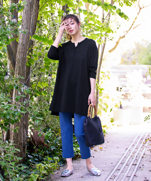 【アウトレット】キーネックニットチュニック