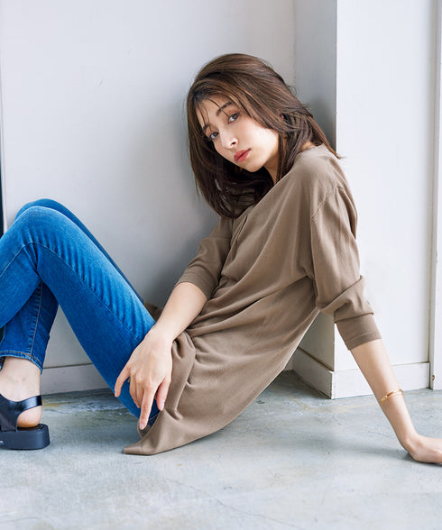 【アウトレット】キーネックニットチュニック