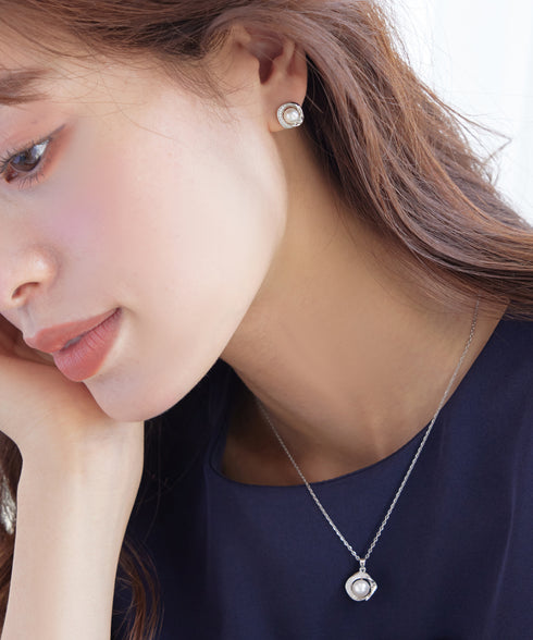 【おのののかさん着用・金属アレルギー対応】淡水パールピアス&ネックレス