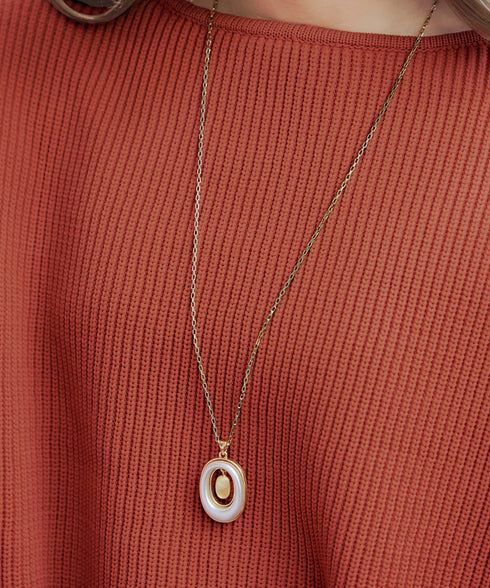 【2way】オーバルパールロングネックレス