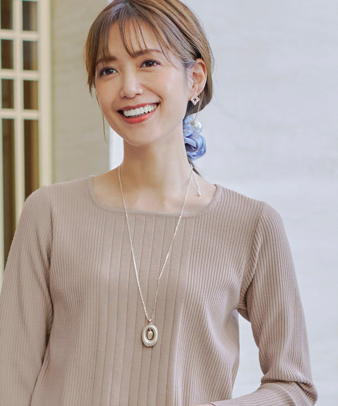 【2way】オーバルパールロングネックレス