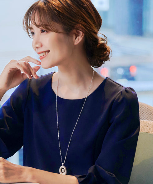 【2way】オーバルパールロングネックレス