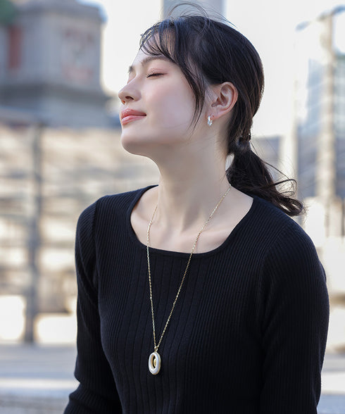 【2way】オーバルパールロングネックレス