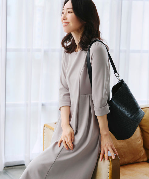 【UVカット・吸水速乾】 “きれい見え” カットソータックフレアワンピース