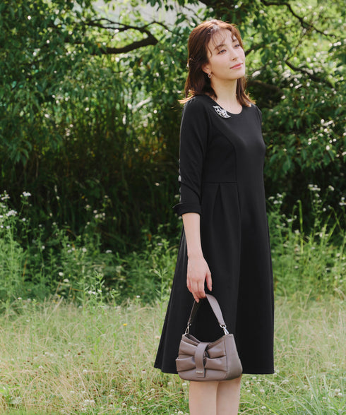 【UVカット・吸水速乾】 “きれい見え” カットソータックフレアワンピース