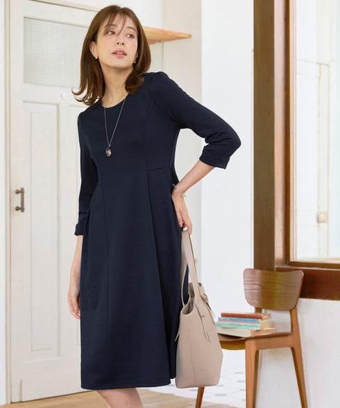 【UVカット・吸水速乾】 “きれい見え” カットソータックフレアワンピース