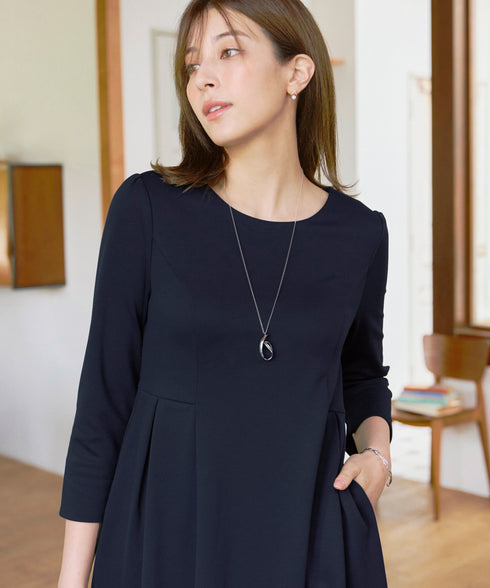 【UVカット・吸水速乾】 “きれい見え” カットソータックフレアワンピース