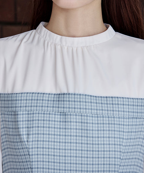 【アウトレット】ビスチェ風ツイードチェックドッキングワンピース