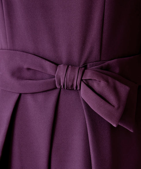 【新色追加】 アシメリボンベルトフレアワンピース