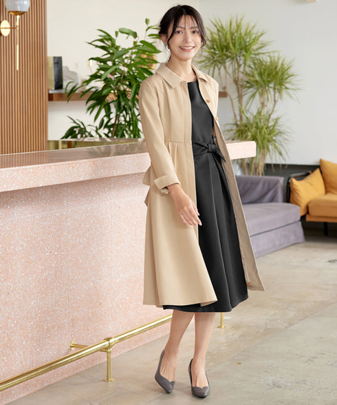 【新色追加】 アシメリボンベルトフレアワンピース