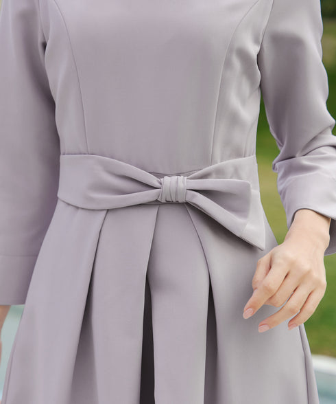 【新色追加】 アシメリボンベルトフレアワンピース