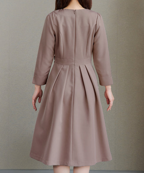 【新色追加】 アシメリボンベルトフレアワンピース