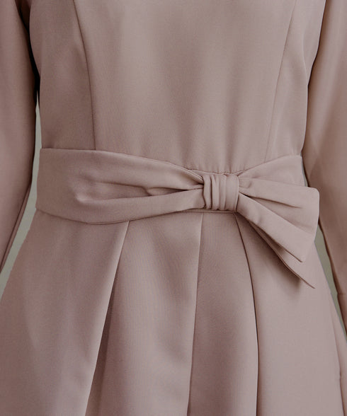 【新色追加】 アシメリボンベルトフレアワンピース