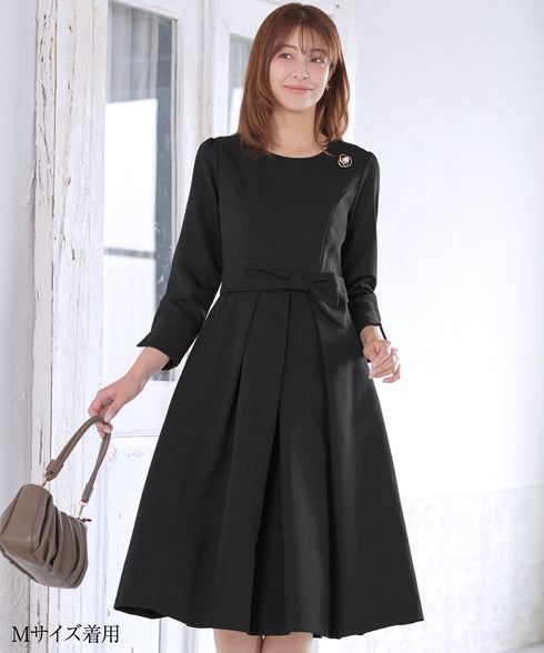 【新色追加】 アシメリボンベルトフレアワンピース