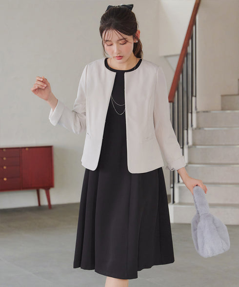 【安田美沙子さん着用】ベロアラインフレアワンピース