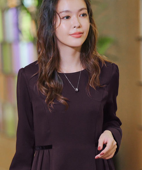 【安田美沙子さん着用】ベロアラインフレアワンピース