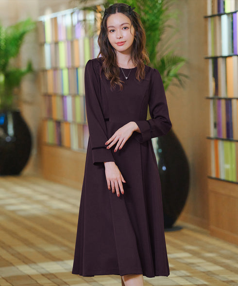 【安田美沙子さん着用】ベロアラインフレアワンピース