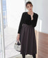 ベロア異素材ドッキングワンピース