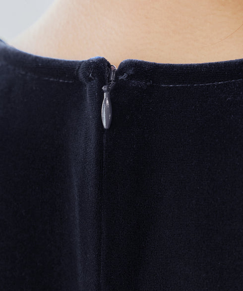 ベロア異素材ドッキングワンピース