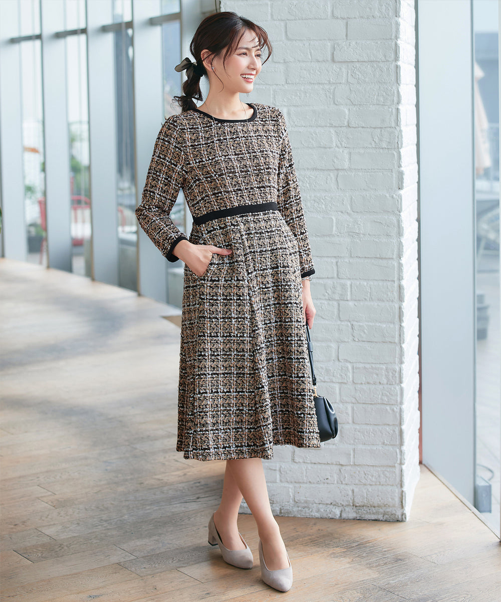☆美品☆サンフィン ツイードワンピーススーツ 10％OFF】ダイヤツイードワンピースアンサンブルスーツ | キャバ