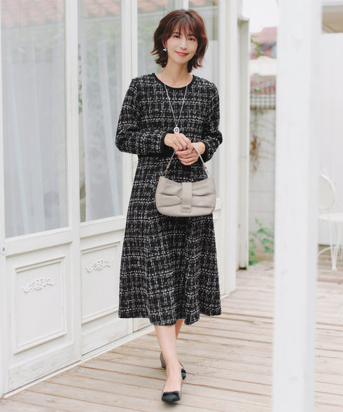 【安田美沙子さん着用】配色ツイードワンピース