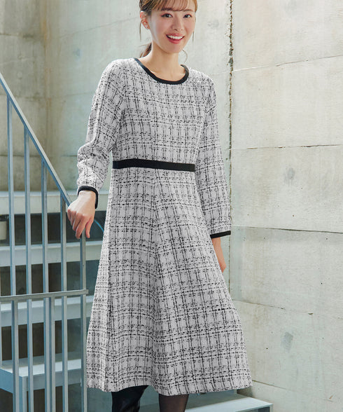【安田美沙子さん着用】配色ツイードワンピース