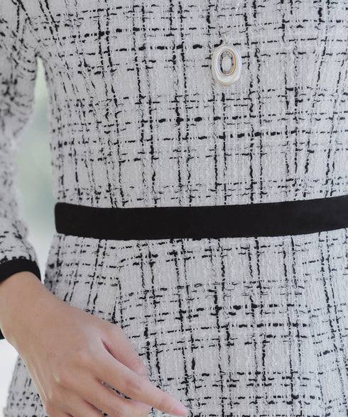 【安田美沙子さん着用】配色ツイードワンピース